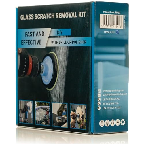 Glass Polish (3'') Glass Scratch Removal Kit for use with a Drill on All Glass Surfaces - size: 3 inch (6 Abrasives)