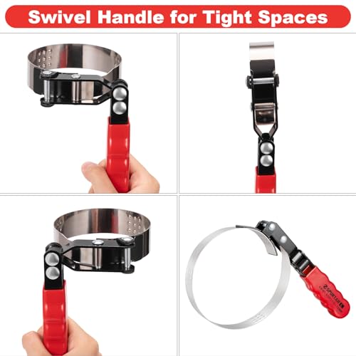 Spurtar Large Oil Filter Wrench Adjustable Swivel Oil Filter Removal Tool - size: Large: 4-9/16" - 5-1/4"