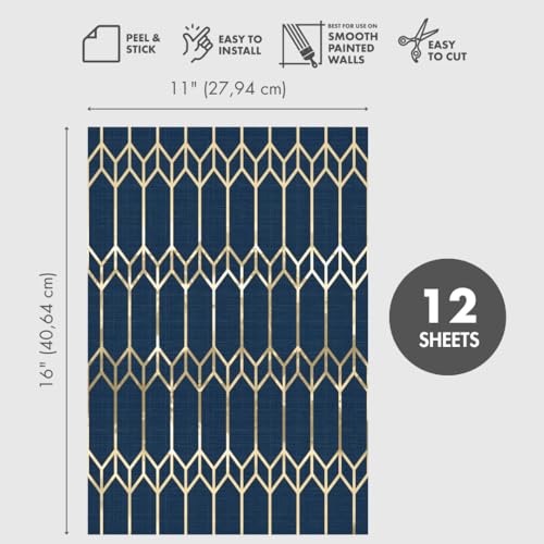 Main Street Peel and Stick Wallpaper Sheets, Indigo Diamonds, 12 Pack - style: Indigo Diamonds
