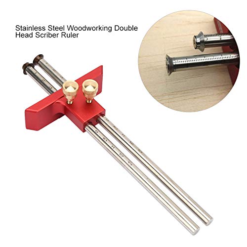 YWBL-WH Double Head Scriber, Stainless Steel Wood Marking Tool with Clear Scale for Carpentry and Woodworking Projects