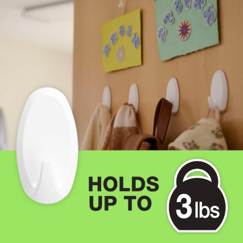 FrogTape reMOVEables Heavy Duty Wall Hooks - 8 Hooks and 12 Strips - Holds up to 3 lbs - No Damage - Easy to Remove & Reuse - Medium Wall Hook with Adhesive Strips - White (Pack of 8) - size: Pack of 8, style: Medium