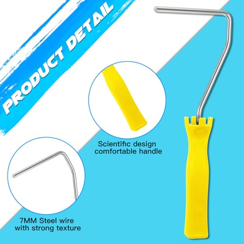 Baderke 10 Pcs 4 Inch Mini Paint Roller Handle, 12 Inch Frame, Yellow - color: Yellow, size: 4 Inch, 12 Inch