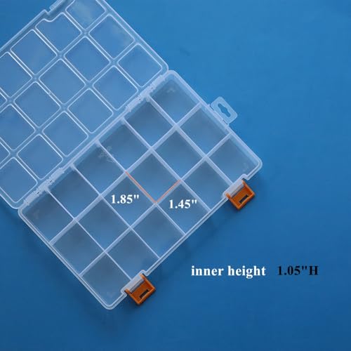 4 Pack 18 Grids Clear Plastic Storage Box with Dividers, Transparent Organizer Container Case for Small Parts, Bead, Button, Jewelry, Diamond, Craft Supplies,Sewing Kit, DIY Accessories - size: 18 Grids