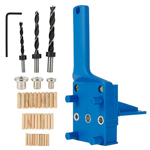 Dowel Jig Kit Woodworking Drill Guide Set Fits 6mm(1/4") 8mm(5/16") 10mm(3/8") Drill Bits Wood Drilling Straight Hole Guide Metal Sleeve Wood Drilling Doweling Hole Saw Locator Woodworking Tools