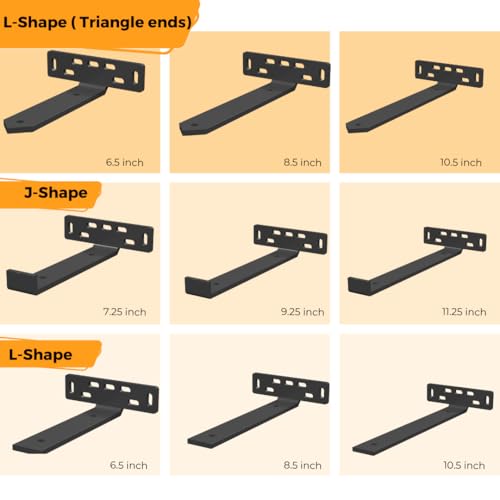 4 x J Shelf Brackets with Lip (7.25"L x 5"W x 1 1/4"H) Heavy Duty Floating Shelves Bracket - High-Quality Floating Shelves Hardware with Robust Shelf Bracket for Secure Wall Mounting-ANTIQUE - color: Antique, size: 7.25 inch - J Shape