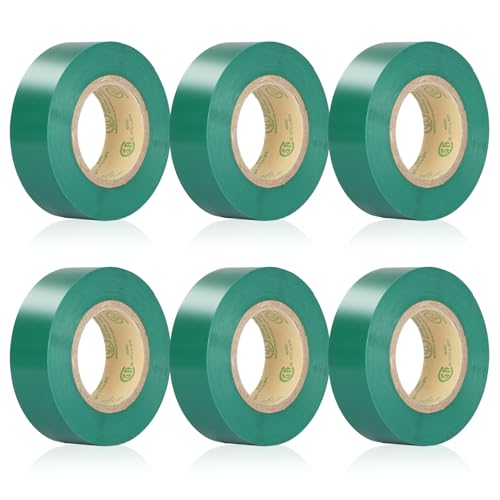 Green Electrical Tape, UL Approved, 0.7in x 33ft, 6 Pack - color: Green