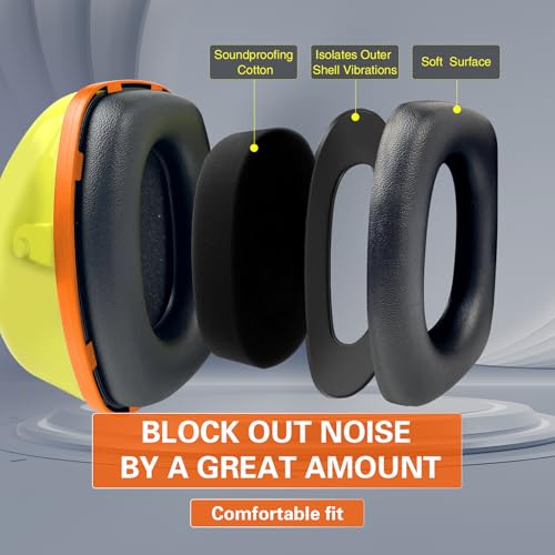 SAFEBUILDER Ear Protection Ear muffs Noise Reduction NRR 28dB Adjustable Hearing Protection for Working Mowing SK-06P - color: Green Cb Orange