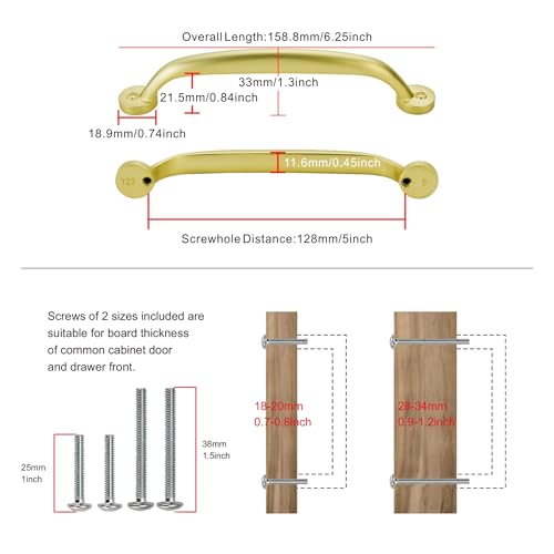 AVICCI 10 Pack Cabinet Pulls 5"/128mm Brushed Gold Heavy Duty Solid Cabinet Handles cabinets Dressers Kitchens Handles Bathroom cabinets Cabinet pulls - color: Brushed Gold, size: 5"(128mm)Hole Center-10Pcs