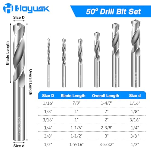 Drill Bit Set 6 Pcs Solid Carbide Drill Bits, 1/2" 3/8" 1/4" 1/8" 3/16" 1/16" Tungsten Carbide Drill Bits, Metal Drill Bit Set for Aluminum Alloy Copper Steel Hardened Steel Cast Iron - size: 6PCS-1/2" 3/8" 1/4" 3/16" 1/8" 1/16"