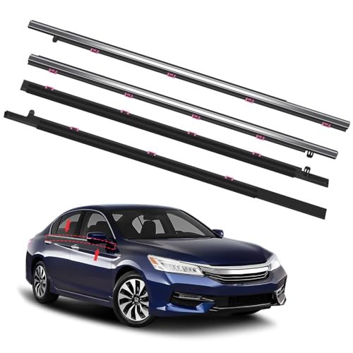 Window Molding Trim for 2013-2018 Honda Accord 4-Door Sedan | 4PCS Chrome-plated Weatherstrip Rubber Seals, Replaces #72450-T2A-A01, High-rebound Buckle Design, Built-in Metal Layer - size: 2013-2018 Honda Accord