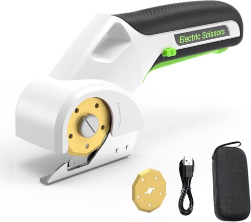 2026 NEW 4V Cordless Electric Cutting Tools, Cardboard Cutter with 2 Titanium Metal Blade, Safety Lock,Metal-Cutting Rotary Cutter for Cardboard, Box Cutter - Mist - color: Mist
