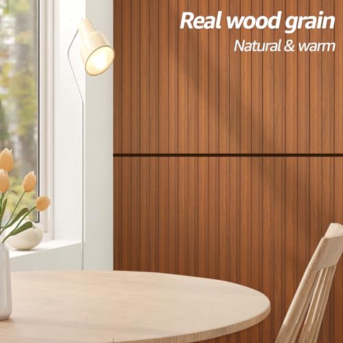 Art3d 48 x 6 Inch WPC Wood Slat Wall Panels, 3D Wall Accents, 16-Pack, Teak | Real Wood Grain, Durable, Water Resistant, Wear-Resistant, No Emission, Eco-Friendly, Easy to Care, for Living Room, Bedroom - color: Teak, size: 48" * 6"