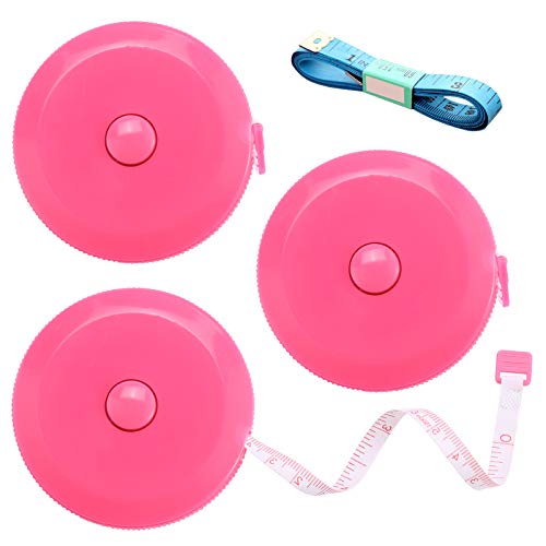 Tape Measure Retractable, Fabric Measuring Tape, 60 Inch Small Sewing Tailor Soft Ruler for Craft Nursing Clothing Medical Travel(3 Pack/Pink) - color: Pink