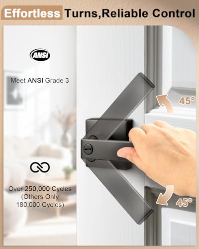 Probrico Interior Privacy Door Lever Handles with Lock, Gunmetal Black 10 Pack Bedroom & Bathroom Zinc Alloy Lockset - color: Gunmetal Black