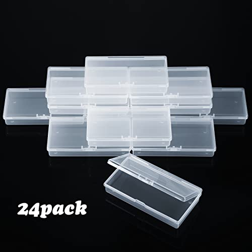 SATINIOR 24 Packs Small Clear Plastic Beads Storage Containers Box with Hinged Lid for Storage of Small Items, Crafts, Jewelry, Hardware(4.8 x 2.4 x 0.9 in) - size: 4.8 x 2.4 x 0.9 in