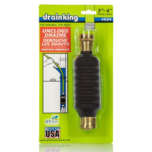 Drain King H34 Unclogs Sewer Lines, Main, and Outside Deck Drains, 3 To 4 Inch