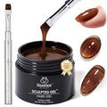 Beetles Hard Gel for Nails Ember Brown, TPO & HEMA-FREE & Flat Nail Brush - color: A - Maple Ember