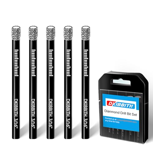 5-Pack 3/16" Dry Diamond Drill Bits Set, 5mm Tile Drill bits for Ceramic Porcelain Marble Granite Tile Stone Glass Brick, Integrated Coolant for Fast Dry Drilling, Round Shank, with Storage Case - size: 5 Pcs 3/16“ Diamond Bits