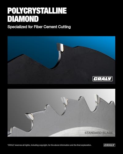 CRALY 12 Inch 8 Teeth Hardie Fiber Cement Circular Saw Blade, 1 Inch Arbor, Polycrystalline Diamond Tipped (PCD), Thin Kerf, Black Ice™, for Laminate Flooring(C1208FC) - size: 12", 1'' arbor, 8T