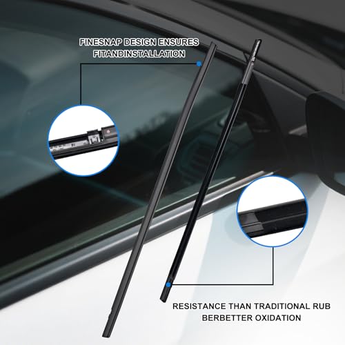 Window Molding Trim for 2016-2021 Honda Civic 4-Door Sedan | 4PCS Black Rubber Weatherstrip Seals, Replaces #72450-TEA-T01, Built-in Metal Layer, No Modifications Needed - size: 2016-2021 Honda Civic