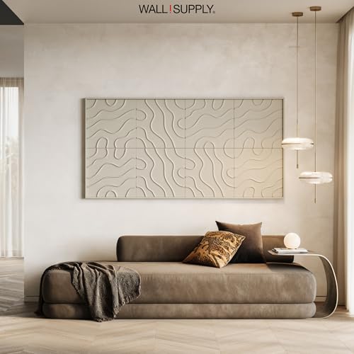 Wall!Supply 3D Flow Line Wall Panels, 12-Pack, Cashmere - color: Cashmere, style: Flow Line