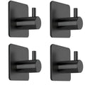 Fotosnow Black Adhesive Towel Hooks Heavy Duty Stick on Wall Hooks Shower Hooks for Bathroom Kitchen Door-4 Packs - color: Black-4 Pack