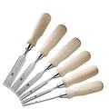 6 Piece Bevel Edge Wood Chisel Set 1/4 inch(6mm), 3/8 inch(10mm), 1/2 inch(12mm), 5/8 inch(16mm), 3/4 inch(20mm), 1 Inch(26mm) with Hornbeam Handles and Stainless Steel Ferrules - size: 6 Piece Bevel Chisel