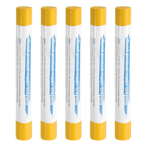 HARFINGTON 5pcs Wood Filler Sticks Wooden Wax Touch Up Furniture Repair Crayons for Scratch Hole Wood, Lemon Yellow - color: Lemon Yellow