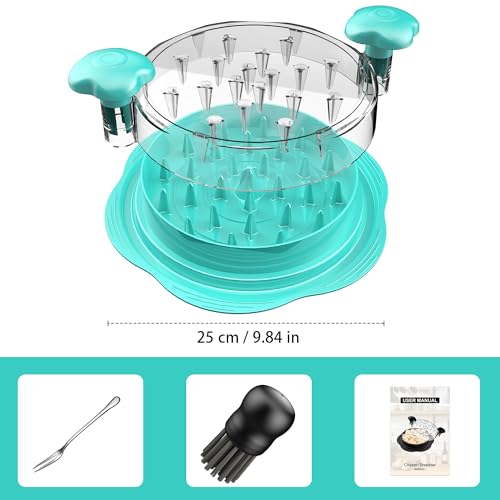 Chicken Shredder Tool Twist Large Meat Shredder with Brush&Fork, Mint Green - color: Mint Green
