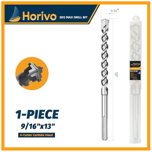 9/16" x 13" (340mm) SDS Max Concrete Drill Bit, 4-Cutter Cross-Head Heavy-Duty Masonry Bit with Extended Length Design for Deep Drilling, Upgraded Tempered for Stone & Brick - size: 9/16" x 13" (340mm)
