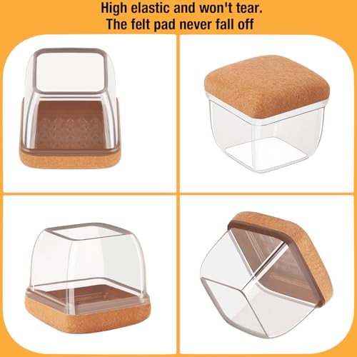 32-Pcs Square Silicone Chair Leg Floor Protectors, Thick & Durable - size: L - 32 Pcs - Clear