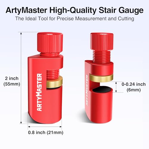 ArtyMaster Stair Gauges Set with Rubber Pad, Stair Gauges for Framing Square and Speed Square, Framing Jig Circular Saw, Attachment Tool for Carpentry Squares Framing, Stair Gauges Knobs Tool（Red） - color: Red