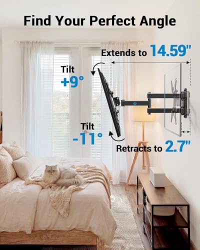 Pipishell Full Motion TV Wall Mount for Echo Show 21/15 and 13-43 Inch Flat Curved Screen TVs & Monitors, Max VESA 200x200mm up to 44lbs, TV Mount Wall Bracket with Rotation Swivel Tilt Extension - size: 13-43 Inch, style: TV Mount without LED