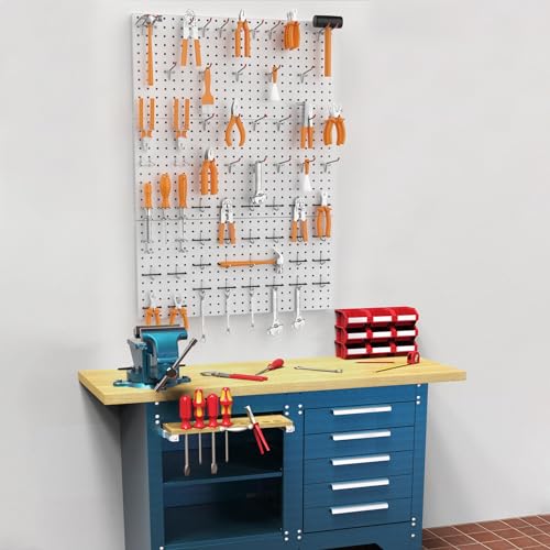 WALMANN 96 PCS Pegboard Kit with Hooks, 36x24 in Wall Tools Pegboard - color: Gray