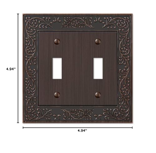 Amerelle 43TTVB English Garden Wallplate, 2 Toggle, Cast Metal, Aged Bronze, 1-Pack - color: Aged Bronze, size: 2 Toggle