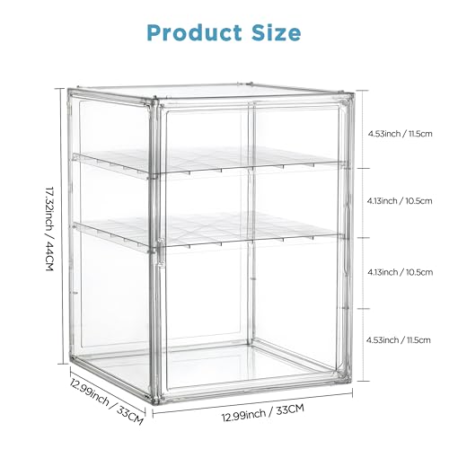 HBlife Baby Bottle Storage Organizer for Countertop Cabinet, 3 Tiers Adjustable Clear Acrylic Bottles Storage Station Case Box Container with 2 Removable Dividers and Magnetic Door, XXL - size: XXLarge, style: 3-Tier Single Door