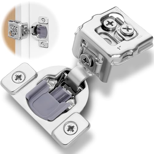 Decobasics 50 Pack Soft Close Cabinet Hinges – 1" Overlay for Kitchen Cabinet Doors, Face Frame Concealed Hidden Hinges – Stainless Steel, Self-Closing with 3-Way Adjustment & Slow Close Damper - size: 1 Inch