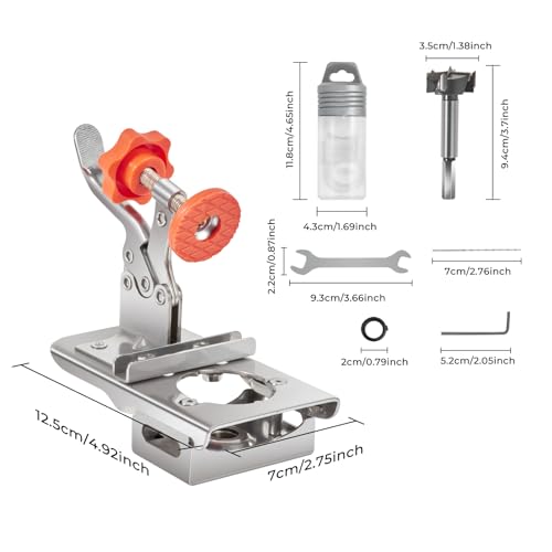 Imbot Metal Concealed Hinge Clamp Fixture Precision Locking Cabinet, Adjustable Punch Locator Positioning Tool Easy Cabinet Hinge Clamp for Woodworking Hardware Jig Installation Tool