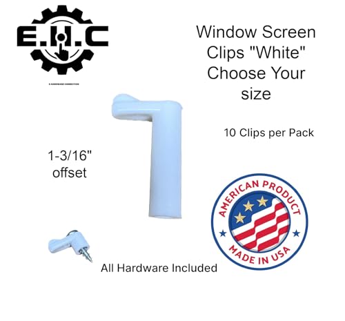 Window Screen Clips / “White” Plastic (Choose Your Size! /Size Run Flush up to 1-3/16” Offset) New or Replacement (10 Pack with All Needed Hardware Included) by E.H.C. (1-3/16" Offset) - size: 1-3/16" offset