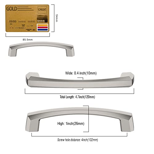 Amerdeco 10 Pack Brushed Satin Nickel Cabinet Pulls 4 Inch(102MM) Hole Centers Kitchen Cabinet Handles Hardware Kitchen Handles for Cabinets Cupboard Handles Drawer Pulls ZH0032 - color: Brushed Satin Nickel, size: 4"/102MM Hole Center