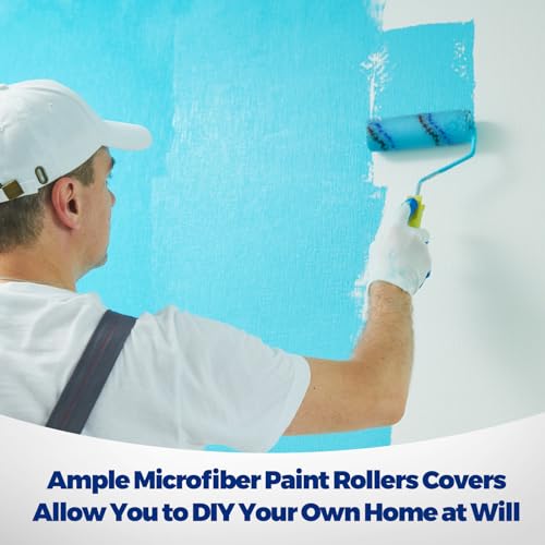Leumoi 500 Pcs 4 Inch Paint Roller Mini Rollers Covers 1/2" Nap Microfiber Roll Covers Bulk, Small Home Repair Tools Refills House Painting Supplies Household for DIY(Red Blue) - color: Red Blue