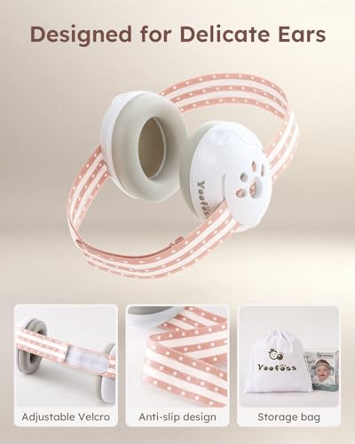 Yoofoss Baby Ear Muffs Noise Protection for Infants Up to 36 Months - Noise Cancelling Headphones for Ear Protection - color: Pink