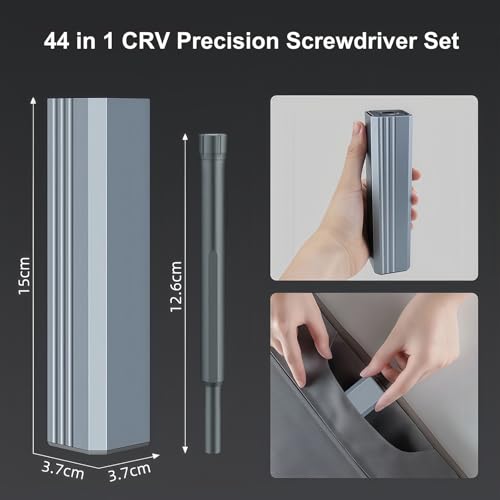 44 in 1 Small Magnetic Precision Screwdriver Set with Case, 360° Spin Handle DYI Mini Multifunction Screwdriver Bit Kit, Repair Tool Kit for Electronics,Phone,Laptop,Macbook,PC,Watch,Eyeglass,jewelry