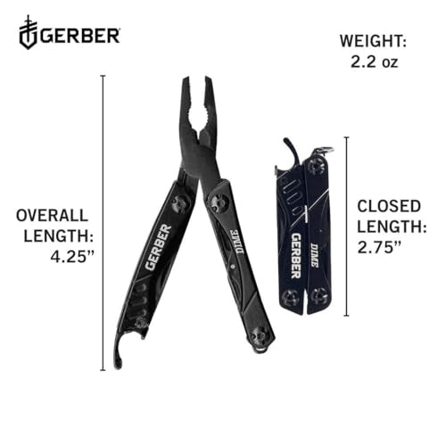 Gerber Dime 12-in-1 Mini Multitool Pliers, Pocket Knife,Bottle Opener,Black - color: Black, size: Single
