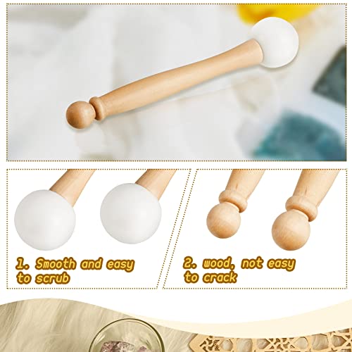 Nuanchu 4 Pcs Rubber Singing Bowl Mallets with O Rings, Wood Handle