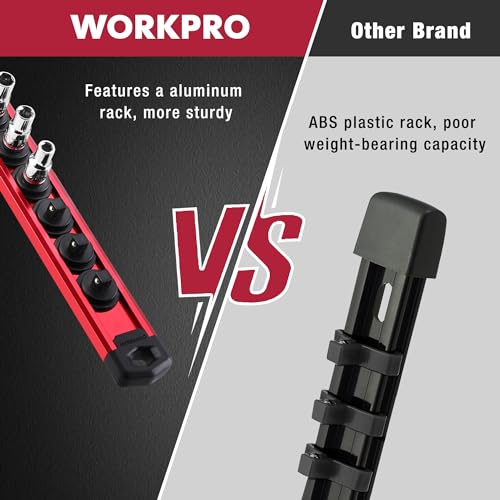 WORKPRO Magnetic Socket Organizer, Heavy Duty 1/4-Inch Drive Socket Rail - color: Red, size: 1/4" DR