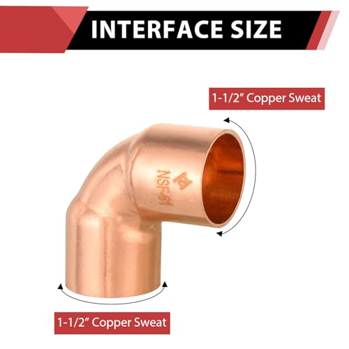 1 Piece EFIELD 1-1/2" C X C Short Radius Copper 90 Degree Elbow - size: 1-1/2"x1-1/2", style: 90 Degree