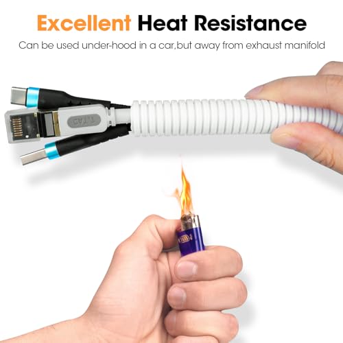 50 FT Wire Loom 1/2 Inch, Split Wire Loom Tubing Wire Conduit with Installation Tool, Flexible Wire Protector Tubing – White - color: 1/2" x 50ft-White