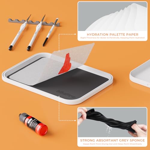 Nicpro Miniature Painting Kit with Wet Palette, Detail Paint Brush Drybrush - color: White