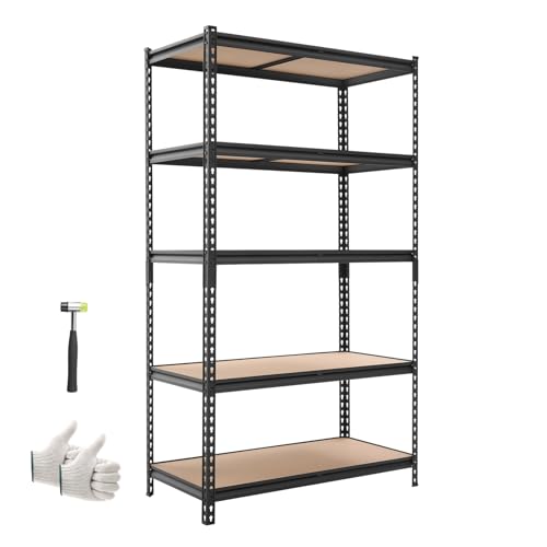 VEVOR Storage Shelves, 5-Tier Adjustable, 2500 lbs Capacity, Heavy Duty Garage Storage Shelving Unit, Metal Utility Rack Shelf, for Garage Warehouse Basement Kitchen, 40.35" W x 20.35" D x 71.38" H - size: 20" D x 40" W x 72" H